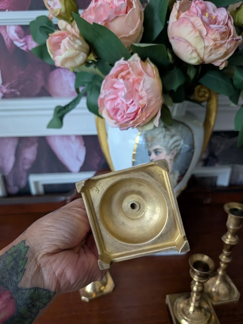 Vintage, set of 4, Classic Polished  Solid Brass Candle Holders
